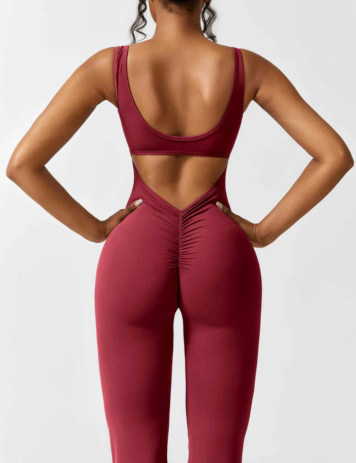 Burgundy Flared Jumpsuit
