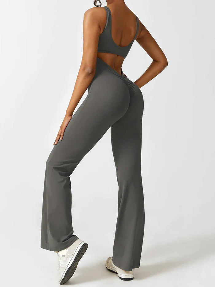 Gray Flared Jumpsuit