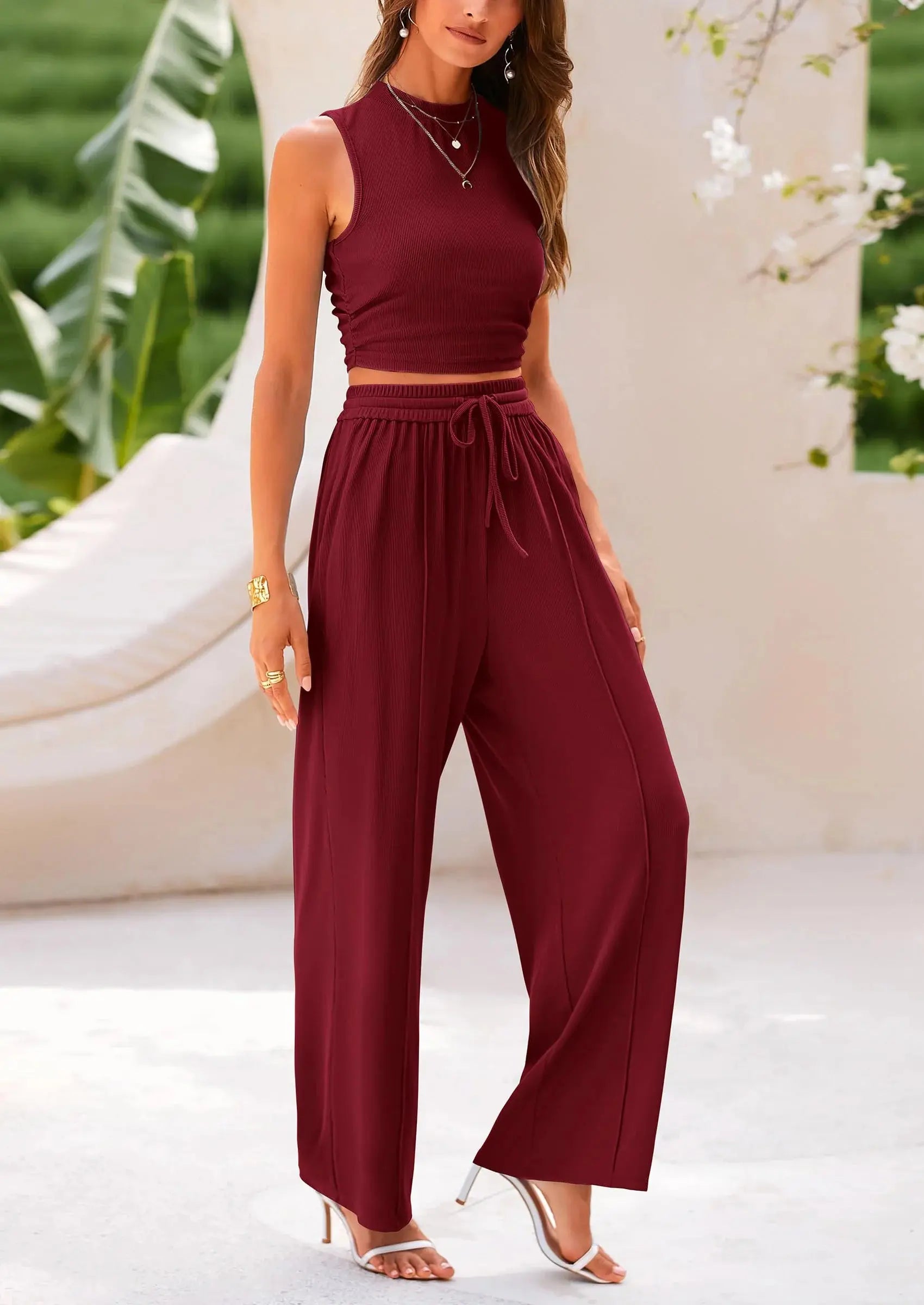 Wine Red Lune Loungewear Set (Copy) Sylvia Rae